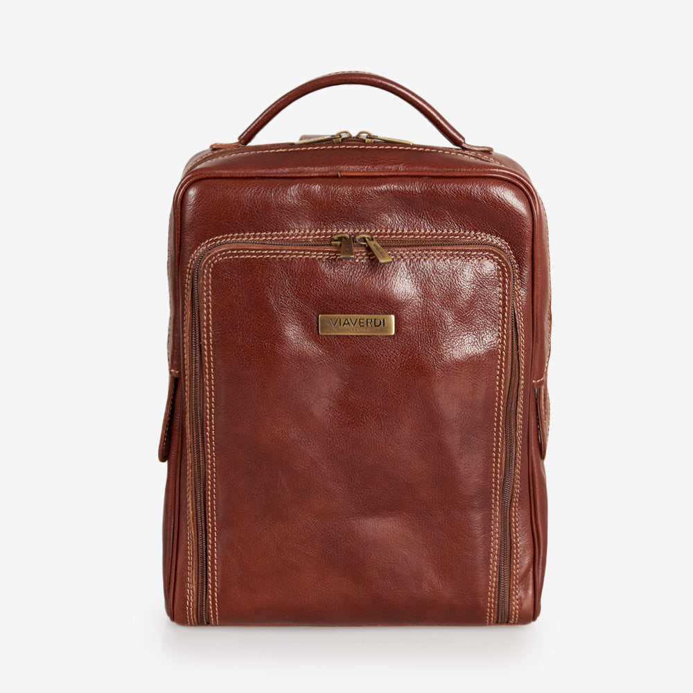 Mochila de Piel Marrón VIAVERDI Made in Italy