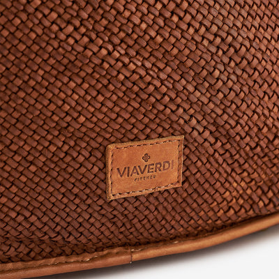 VIAVERDI Hide Intrecciato Leather Shoulder Bag Made in Italy 