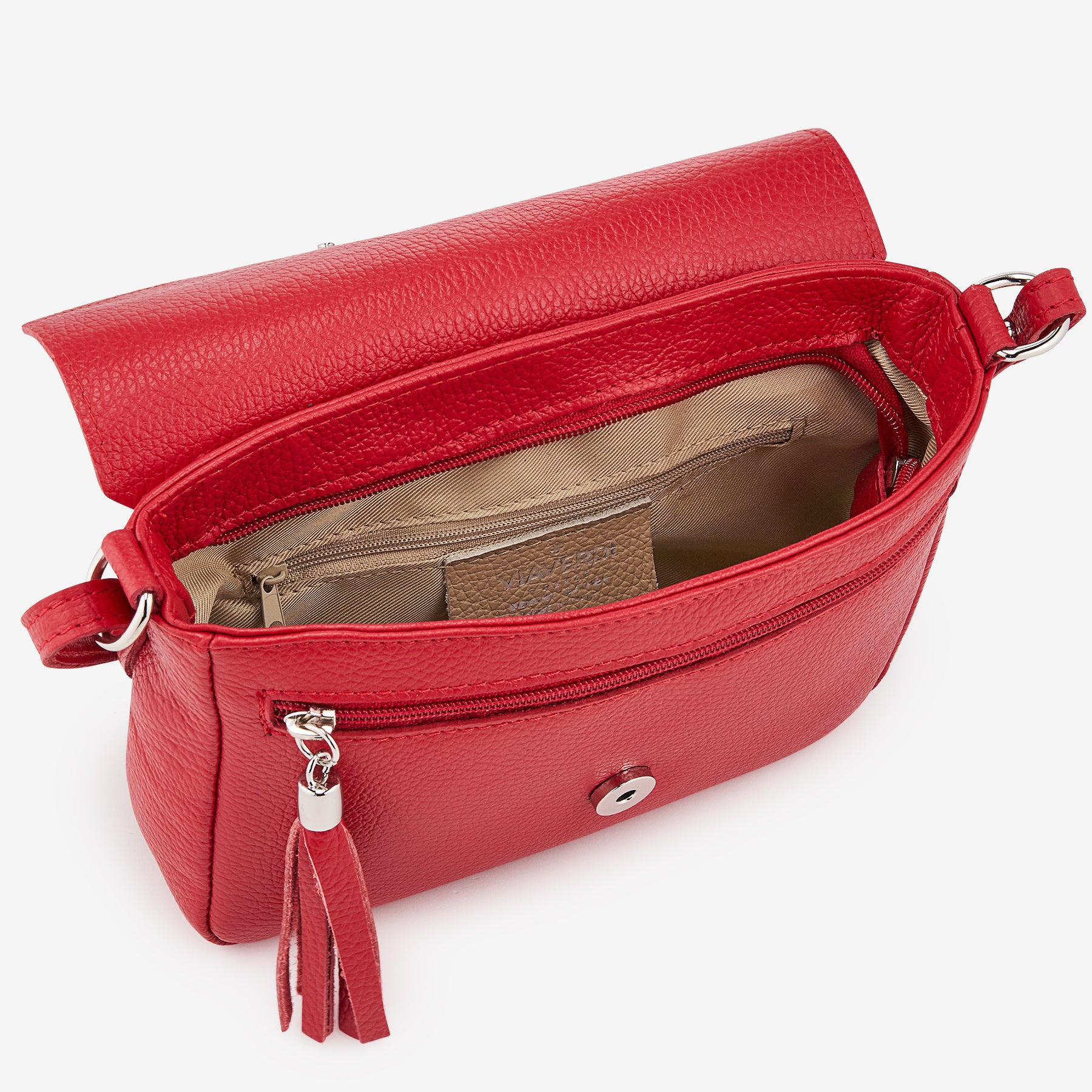 Borsa Piccola a Tracolla in Pelle Rossa VIAVERDI Made in Italy