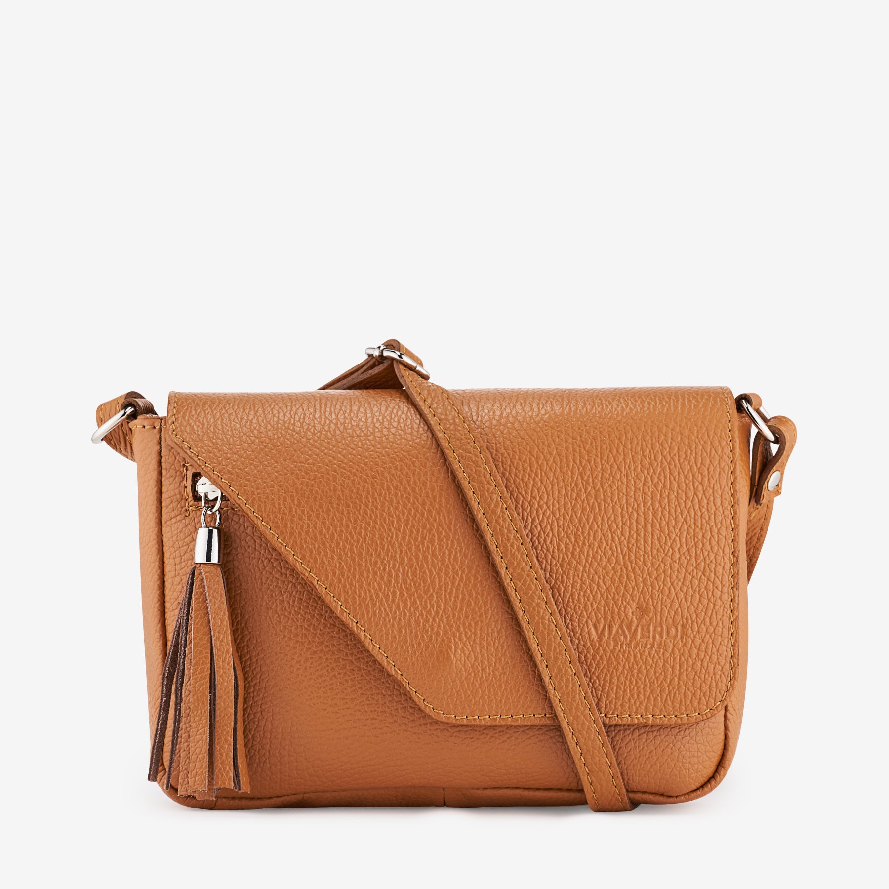 Borsa Piccola a Tracolla in Pelle color Cuoio VIAVERDI Made in Italy