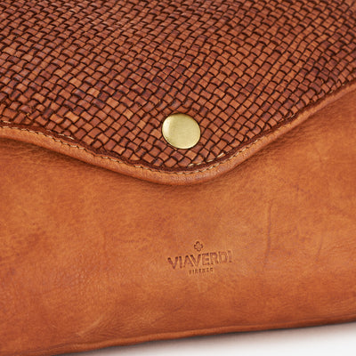 VIAVERDI Hide Intrecciato Leather Pouch Made in Italy 