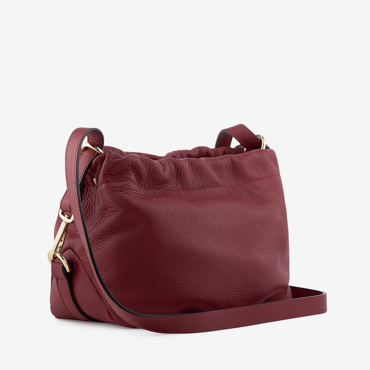 VIAVERDI Bordeaux Tumbled Leather Crossbody Bag Made in Italy 