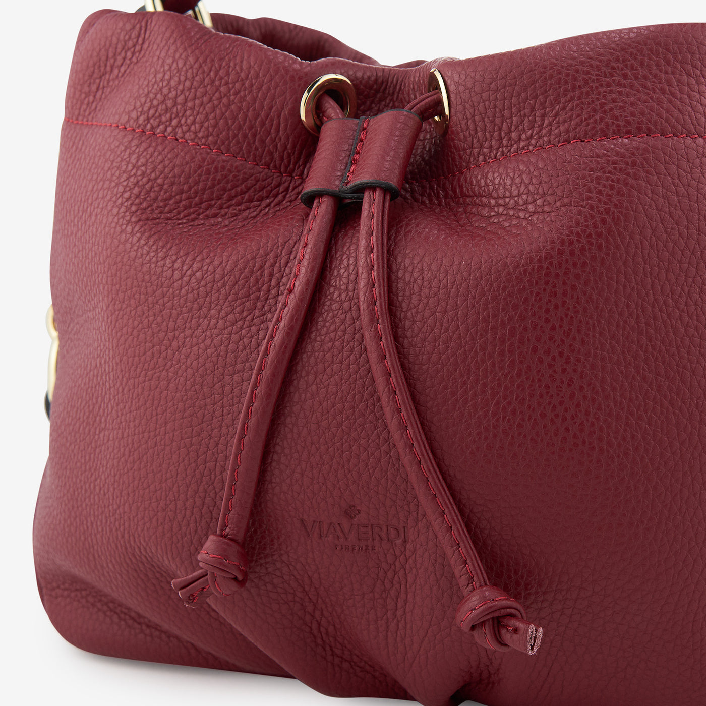 VIAVERDI Bordeaux Tumbled Leather Crossbody Bag Made in Italy 