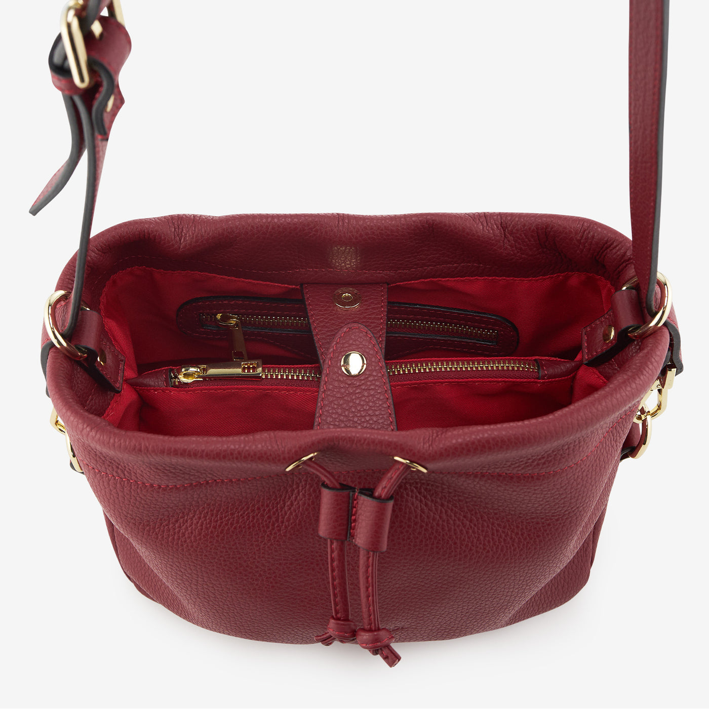 VIAVERDI Bordeaux Tumbled Leather Crossbody Bag Made in Italy 