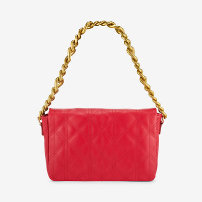 VIAVERDI Red Leather Shoulder Bag with Matelassé Effect