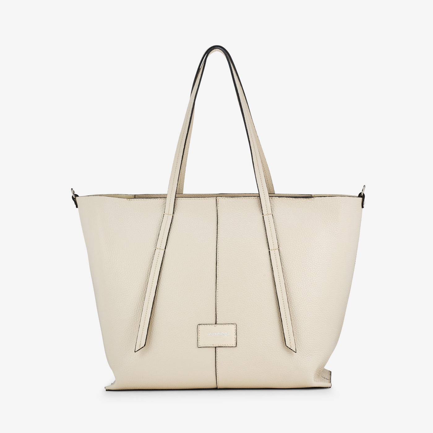 VIAVERDI Ivory Leather Tote Bag Made in Italy 