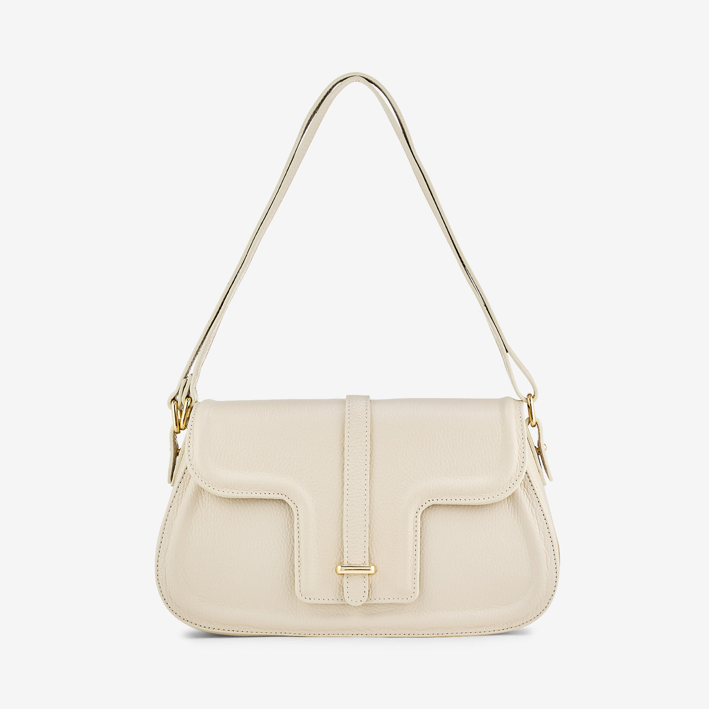VIAVERDI Ivory Tumbled Leather Bag Made in Italy