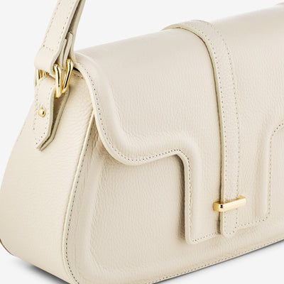 VIAVERDI Ivory Tumbled Leather Bag Made in Italy