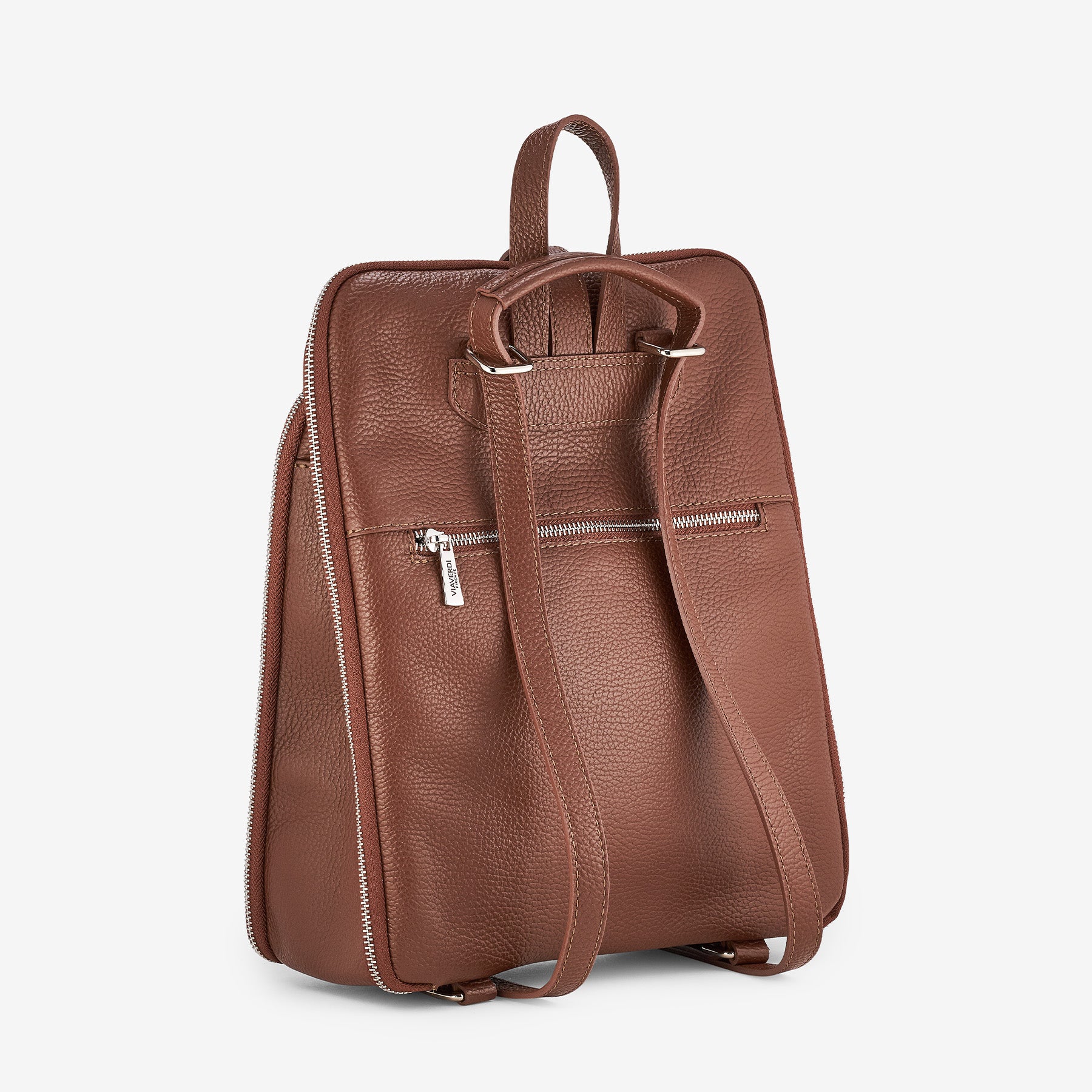 Zaino in Pelle Marrone Martellata VIAVERDI Made in Italy