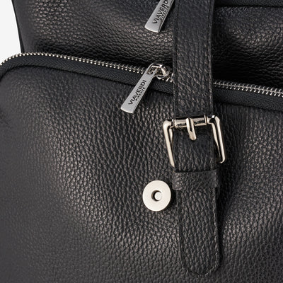 VIAVERDI Black Tumbled Leather Backpack Made in Italy