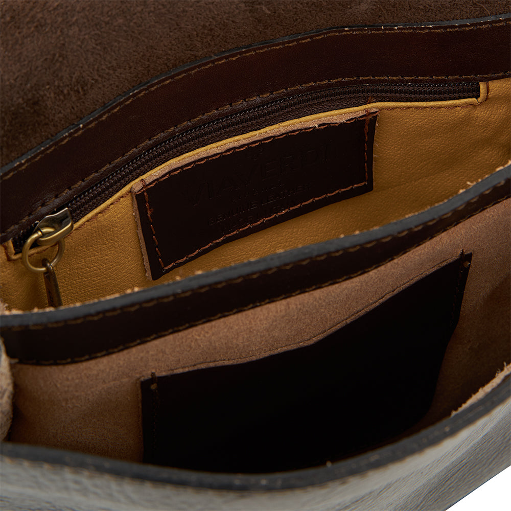 Bolso de Hombro de Piel Marrón VIAVERDI Made in Italy 