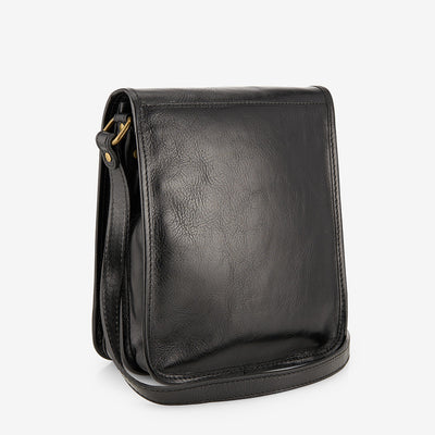 VIAVERDI Black Leather Crossbody Bag Made In Italy