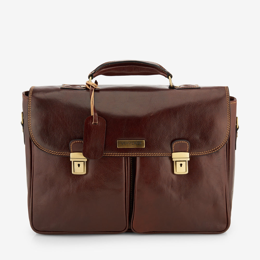 Cartella da Lavoro in Pelle Marrone VIAVERDI Made in Italy linea Firenze