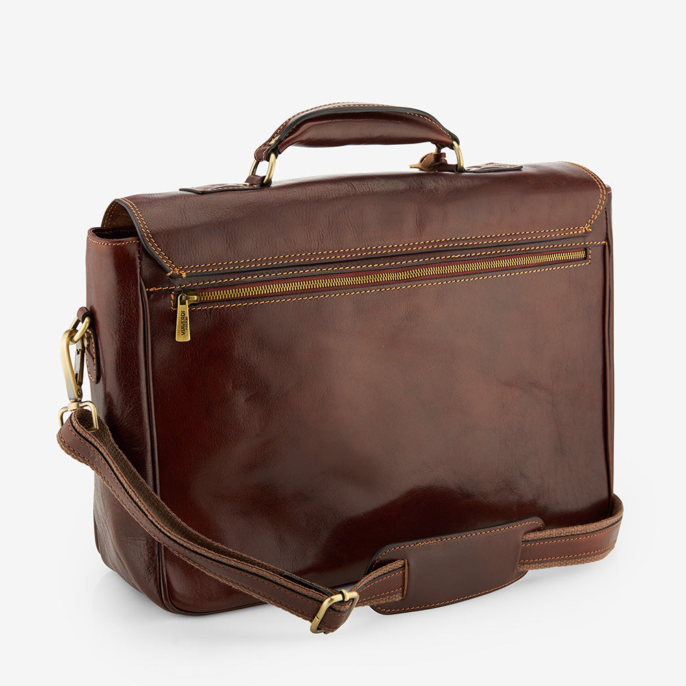 Cartella da Lavoro in Pelle Marrone VIAVERDI Made in Italy linea Firenze