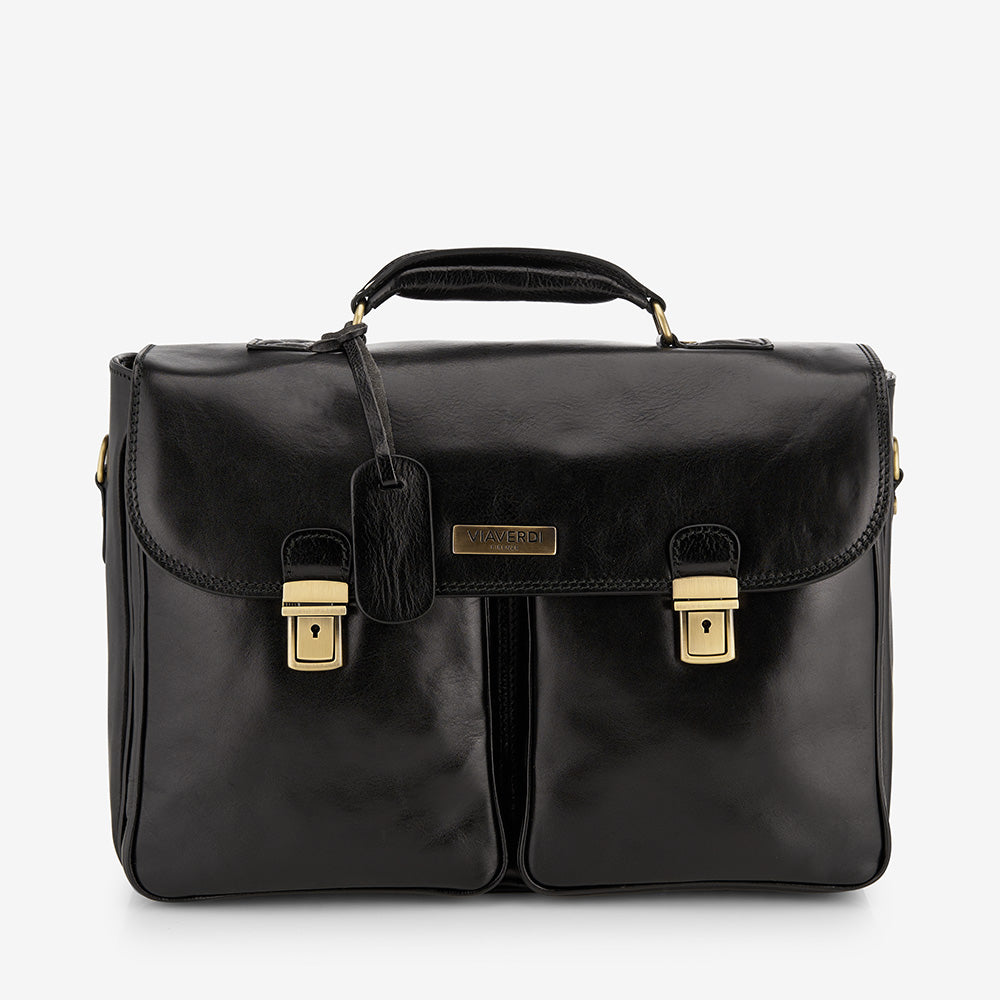 Cartella da Lavoro in Pelle Nera VIAVERDI Made in Italy linea Firenze