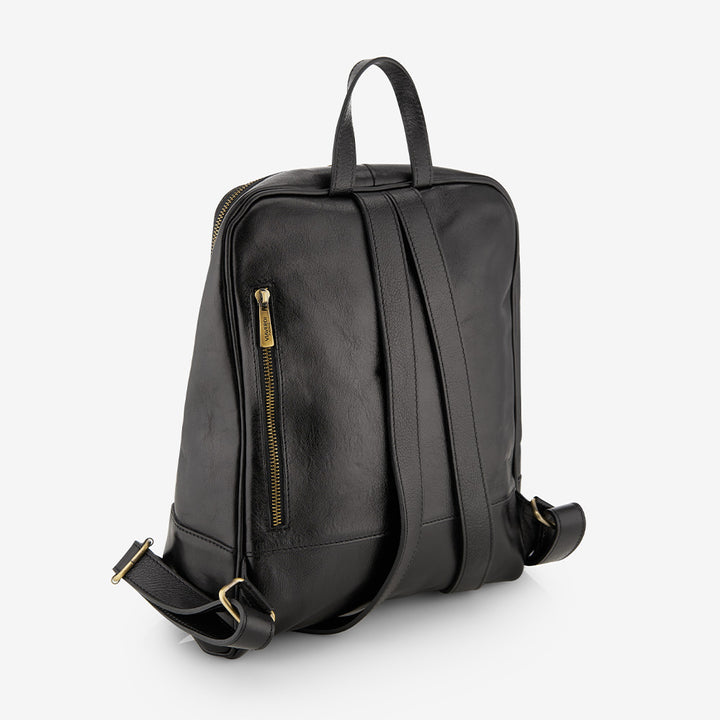 VIAVERDI Black Leather Backpack Made in Italy