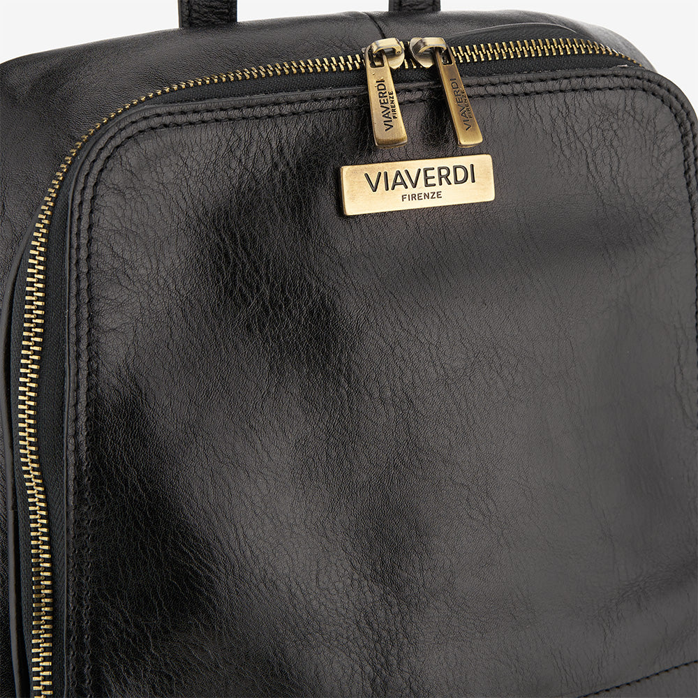 Zaino in Pelle Nera VIAVERDI Made in Italy