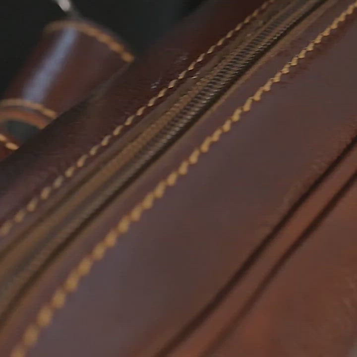VIAVERDI Brown Leather Backpack Made in Italy