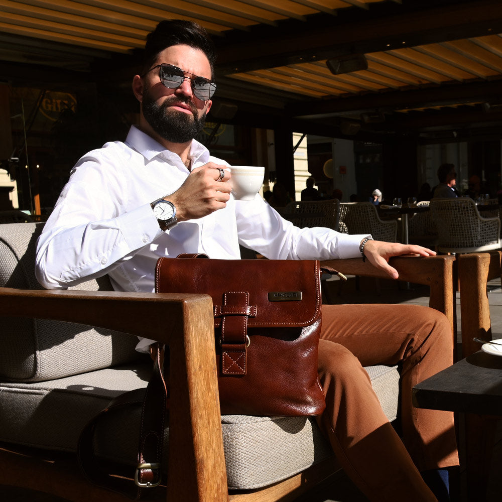 Borsello in Pelle Nera VIAVERDI Made in Italy