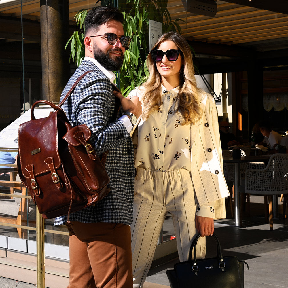 Zaino in Pelle Marrone VIAVERDI Made in Italy