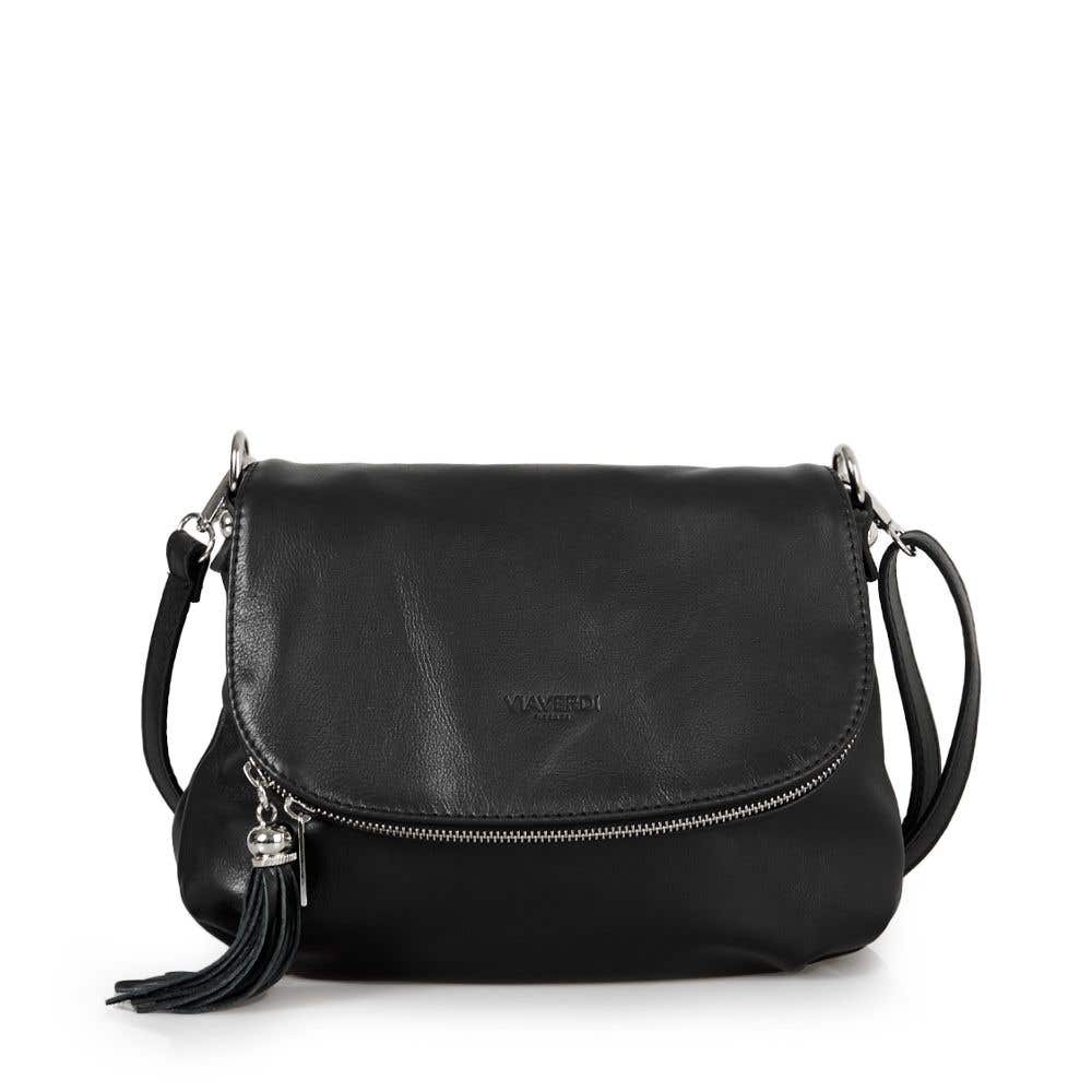 Borsa a Tracolla in Pelle Nera VIAVERDI Made in Italy
