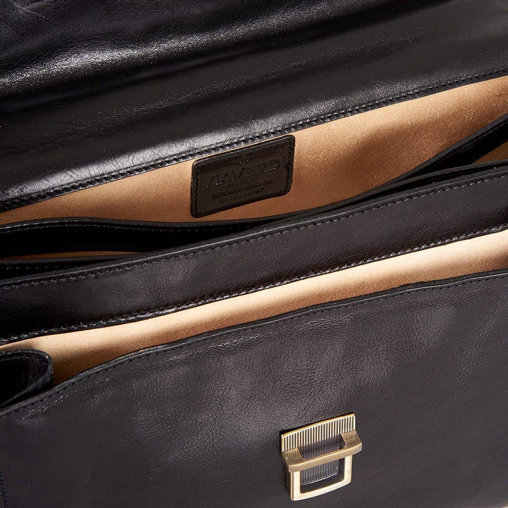Maletín de Piel Negra VIAVERDI Made in Italy