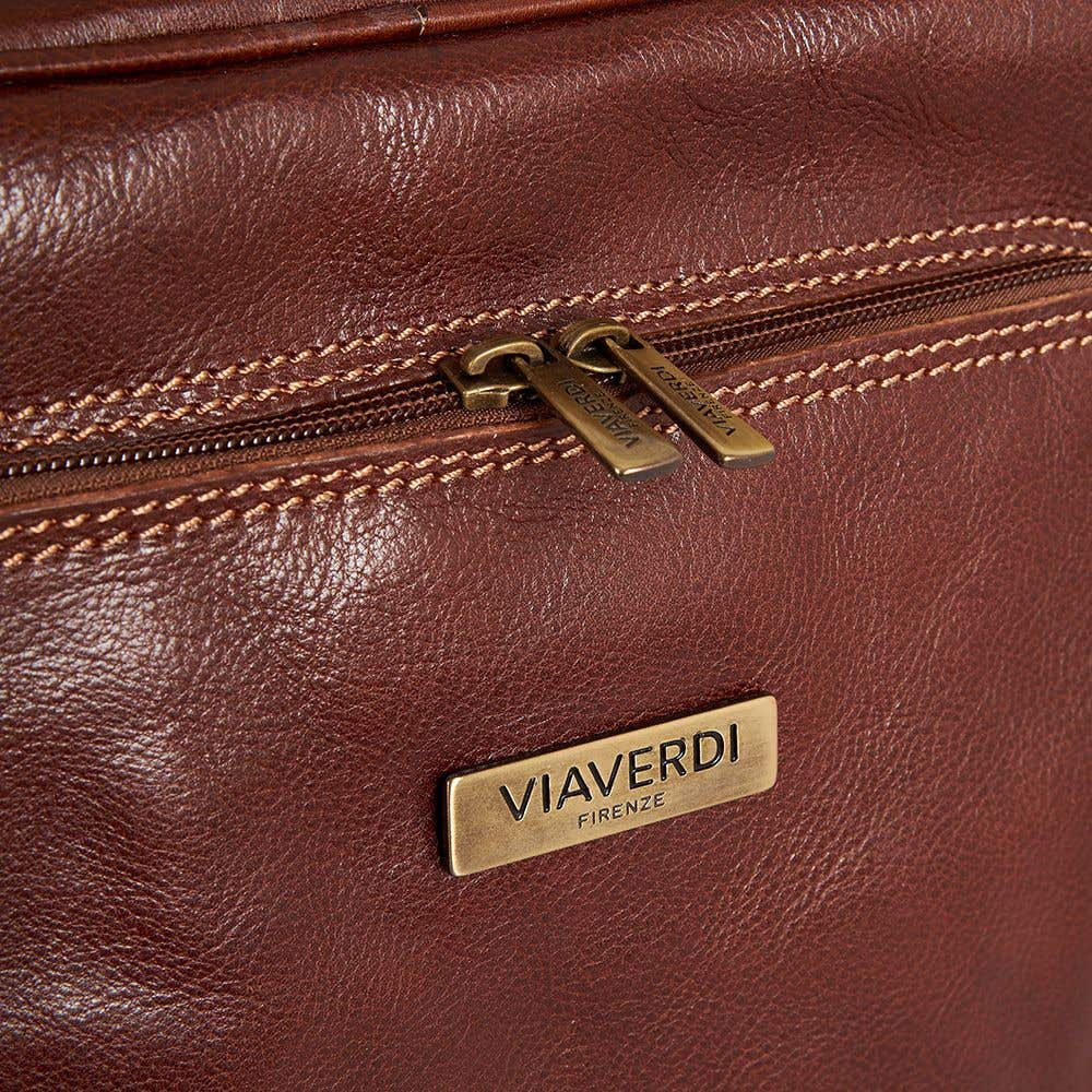 VIAVERDI Brown Leather Backpack Made in Italy