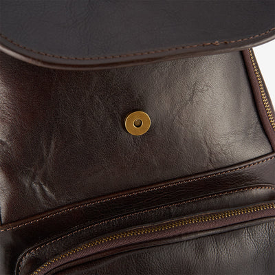 VIAVERDI Drak Brown Leather Backpack Made in Italy